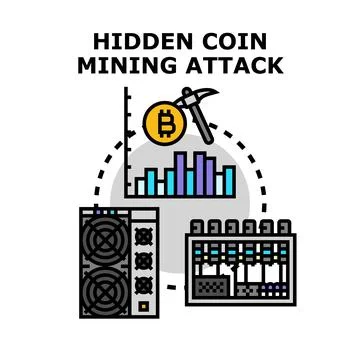Hidden coin mining attack vector icon concept 스톡 일러스트