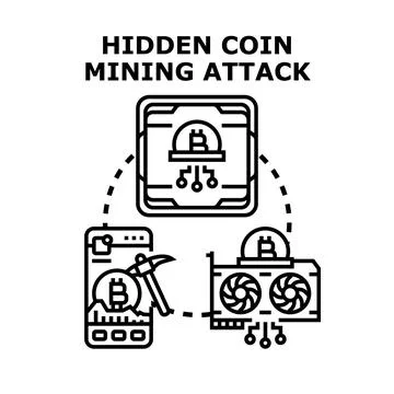 Hidden coin mining attack vector illustration concept Stock Illustration