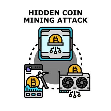 Hidden coin mining attack vector illustration concept Stock Illustration