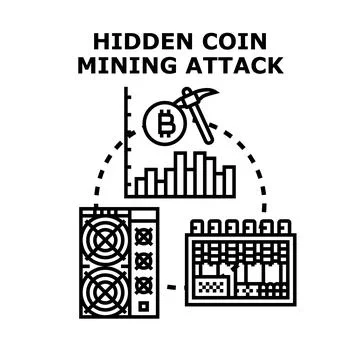 Hidden coin mining attack vector icon concept Stock Illustration