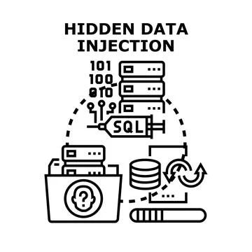 Hidden data injection accessing unauthorized information concept Stock-Illustration