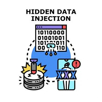 Hidden data injection cyber attack vector concept 스톡 일러스트