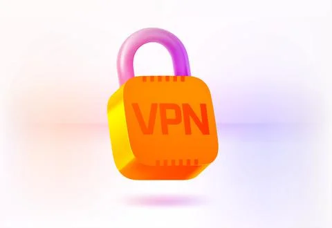 Hidden data by VPN service. 3D vector illustration Stock Illustration