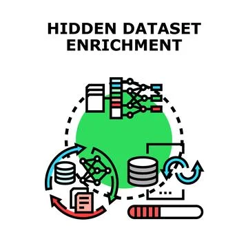 Hidden dataset enrichment process creating valuable intelligence Stock Illustration