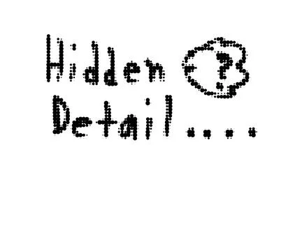 Hidden detail note with question mark, handwritten text says hidden detail Stock Illustration