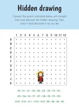 Hidden drawing Educational Sheet. Primary module for Spacial Understanding. 5 Illustrazione stock