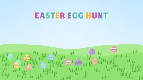 Hidden Easter eggs popping up from the grass with sparkles and Easter Egg Hunt 스톡 동영상 348618706
