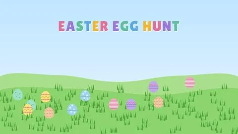 Hidden Easter eggs popping up from the grass with sparkles and Easter Egg H.. Stock Illustration