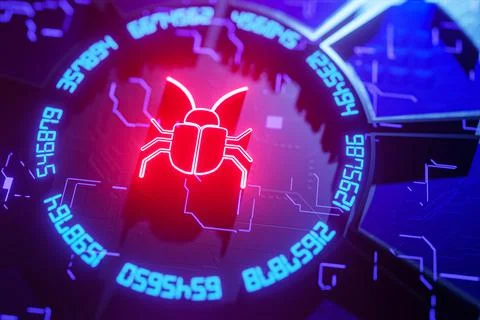 Hidden error in the operating system. 3D render. Stock Illustration