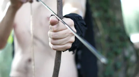 Hidden Forest Archer fires arrow Video stock 34029755