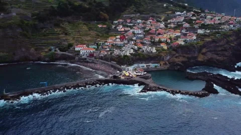 Hidden Gem in Madeira: Seixal's Rugged Beauty from the Sky Stock Footage 296327210