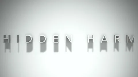 Hidden Harm 3D title animation with shadows on a white background Video stock 296728596