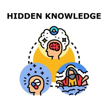 Hidden knowledge concept exploring human mind and spiritual understanding Stock Illustration