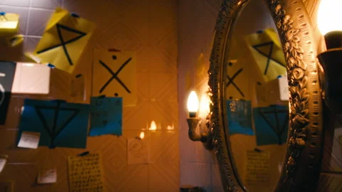 Hidden Messages Written On The Walls Of A Bathroom Stock Footage 313828596