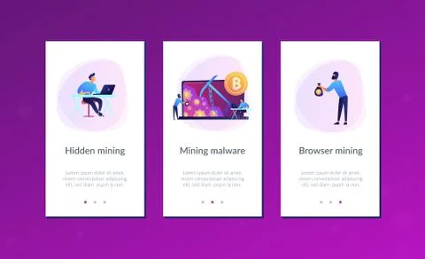 Hidden mining app interface template. Stock Illustration