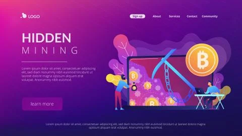 Hidden mining concept landing page. Stock Illustration