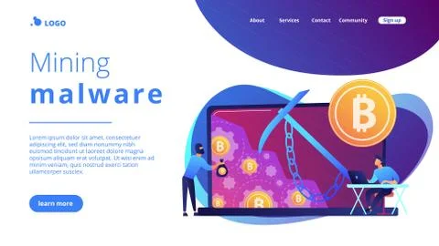 Hidden mining concept landing page. Stock Illustration