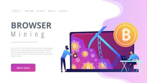 Hidden mining concept landing page. Stock Illustration