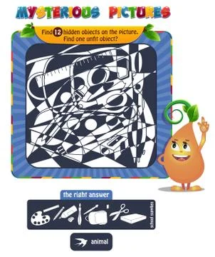 Hidden objects school Stock Illustration