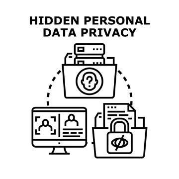 Hidden personal data privacy and information protection concept 库存插图