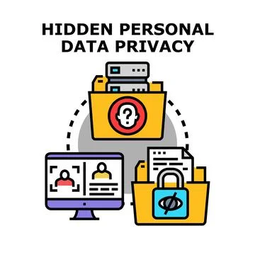 Hidden personal data privacy and information protection concept Stock Illustration