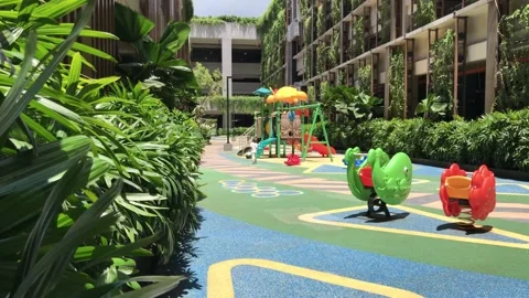 Hidden Playground with One Kid Stock Footage 308464957