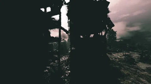 Hidden remnants generate chilling suspense in misty skyline environment 스톡 동영상 331531421