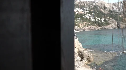 Hidden restaurant by the beach Stock Footage 127868821