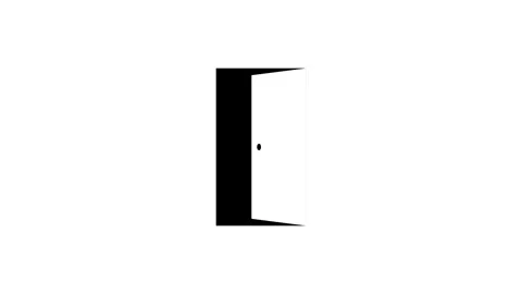 Hidden single doorway flat icon animation with open and close inward motion. Stock Footage 337797811
