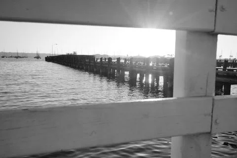 Hidden Sunbeams on the Harbor Stock Photos