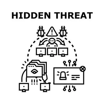 Hidden threat concept digital attack and data security 库存插图