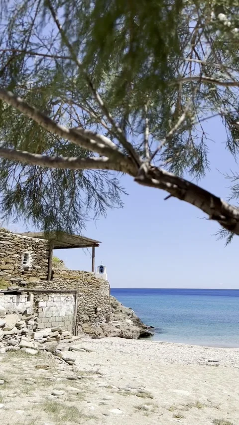 Hidden View of Tranquil Seaside Life on a Mediterranean Coast Stock Footage 336964949