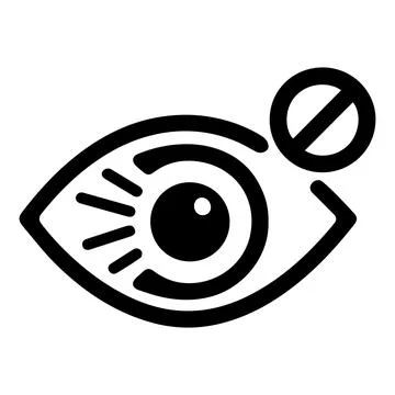 Hidden Visibility Icon, Eye with Restricted View Symbol, eye disease Stock Illustration