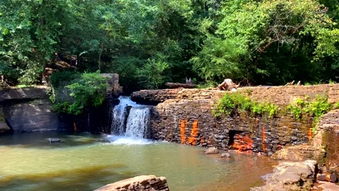 Hidden Waterfall In Georgia Forest Stock Footage 138457077