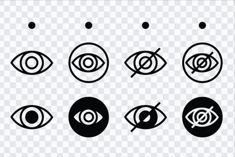 Hide and show password eye visibility vector icons in flat style for apps a.. Stock Illustration