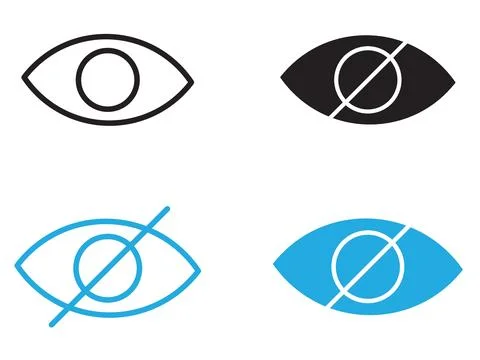 Hide icon black and white vector outline sign Stock Illustration