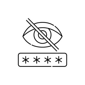 Hide password line icon. Isolated vector element. Stock Illustration