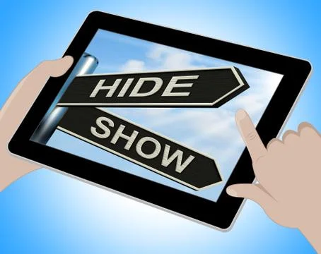 Hide show tablet means obscured and visible Stock Illustration