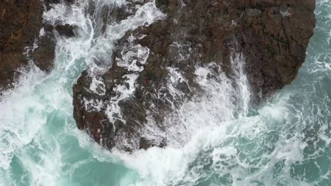 Hide Surf Crashing into Rocks - DJI Mavic 2 Pro Stock Footage 221445370