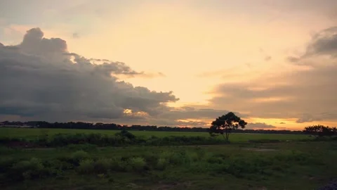 Hiding clouds in the sky. Color image of twilight. Stock Footage 151924025