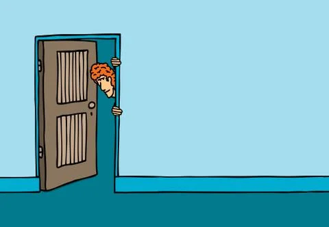 Hiding guy with copyspace Stock Illustration