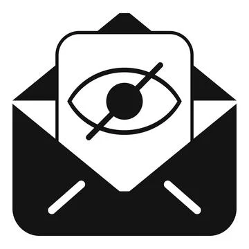Hiding mail content, email with blocked eye icon depicting privacy Stock Illustration