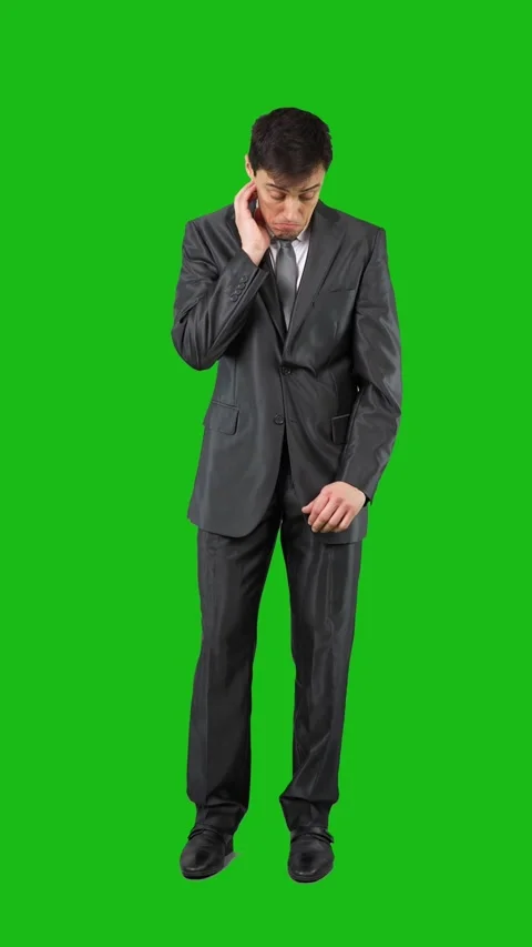 Hiding man in elegant suit. Chroma key 動画素材 244744449