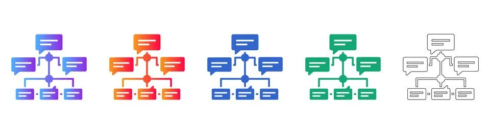 Hierarchical Chat Bubble Tree Diagram Illustrazione stock