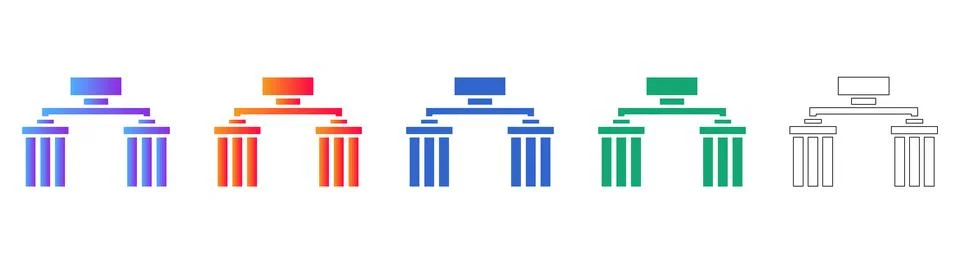 Hierarchical Data and Organizational Structure Icons Stock Illustration
