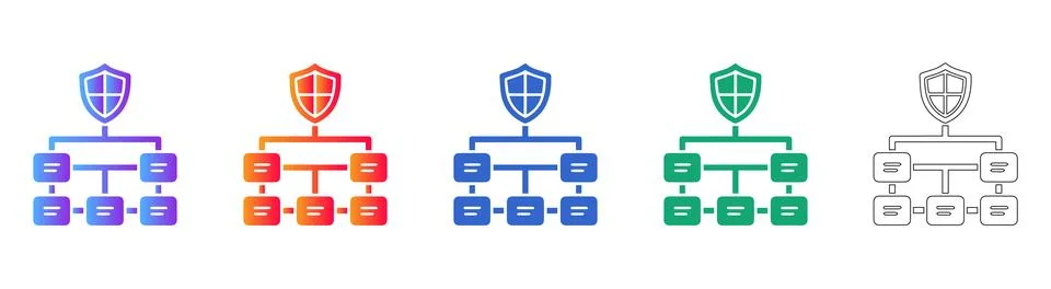 Hierarchical Data and Security Structure Icons Stock Illustration