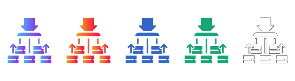 Hierarchical Data Distribution Icons 库存插图