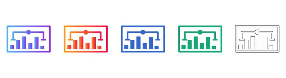 Hierarchical Data Flow Bar Chart Icons Stock Illustration