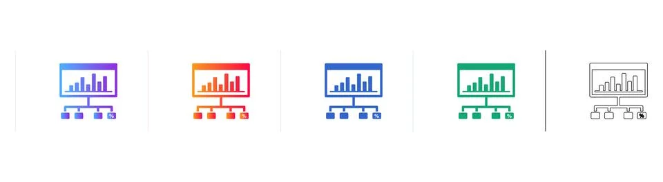 Hierarchical Data Flow Chart Icons Stock Illustration