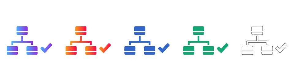 Hierarchical Data Flow Icon Set Stock Illustration